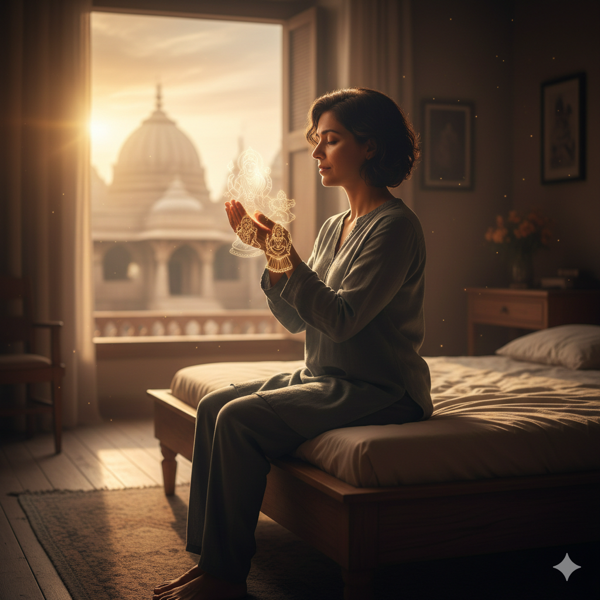 Looking at palms upon waking